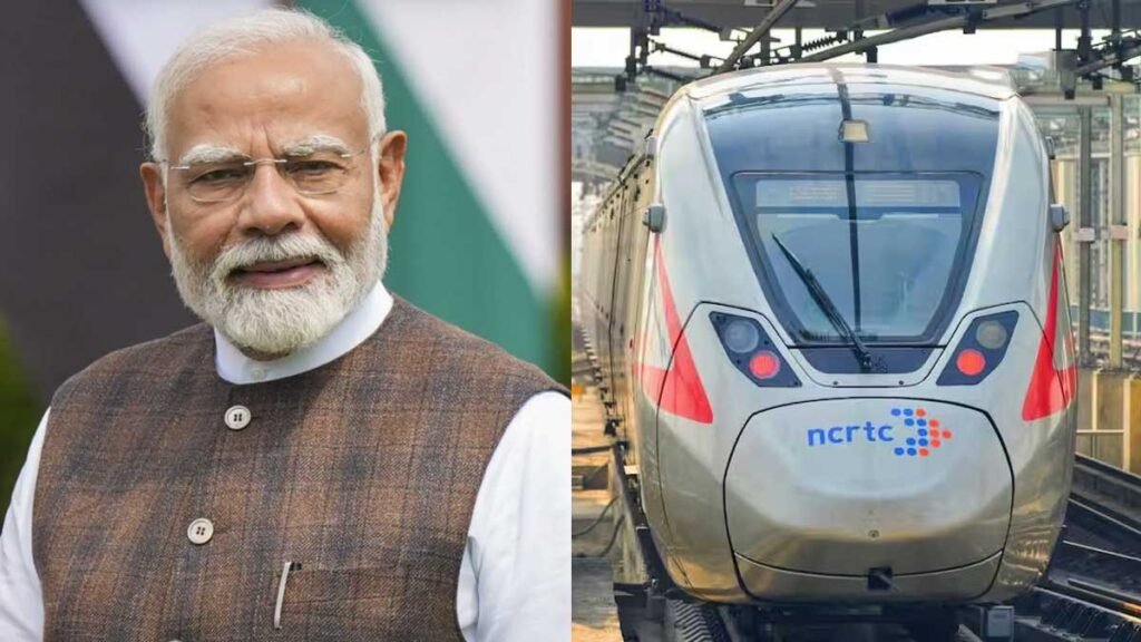 पीएम मोदी नमो भारत और मेरठ मेट्रो का उद्घाटन करते हुए।