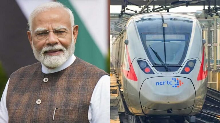 पीएम मोदी नमो भारत और मेरठ मेट्रो का उद्घाटन करते हुए।