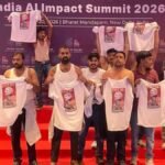 दिल्ली भारत मंडपम में AI समिट के दौरान यूथ कांग्रेस का प्रदर्शन