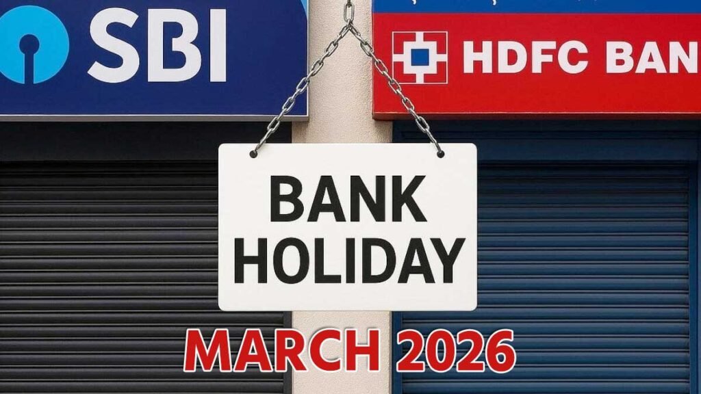 मार्च 2026 बैंक छुट्टियों की सूची।