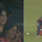 विराट कोहली कैच छोड़ते हुए और अनुष्का शर्मा हंसते हुए