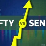 शेयर बाजार में तेजी दिखाते सेंसेक्स और निफ्टी ग्राफ