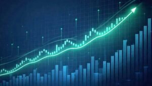 शेयर बाजार में तेजी दिखाते सेंसेक्स और निफ्टी ग्राफ