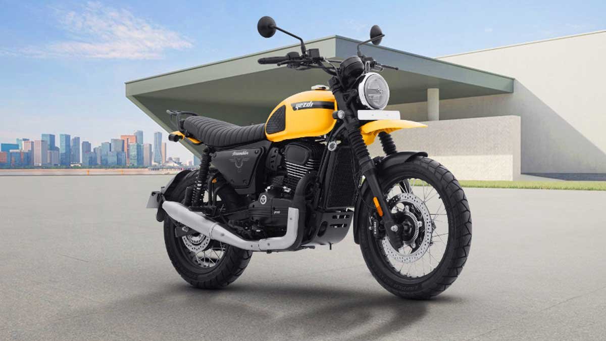 Yezdi Scrambler 350 2026 नई बाइक का साइड व्यू