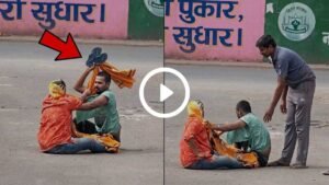 आगरा में पति-पत्नी की सड़क पर मारपीट का वायरल वीडियो।