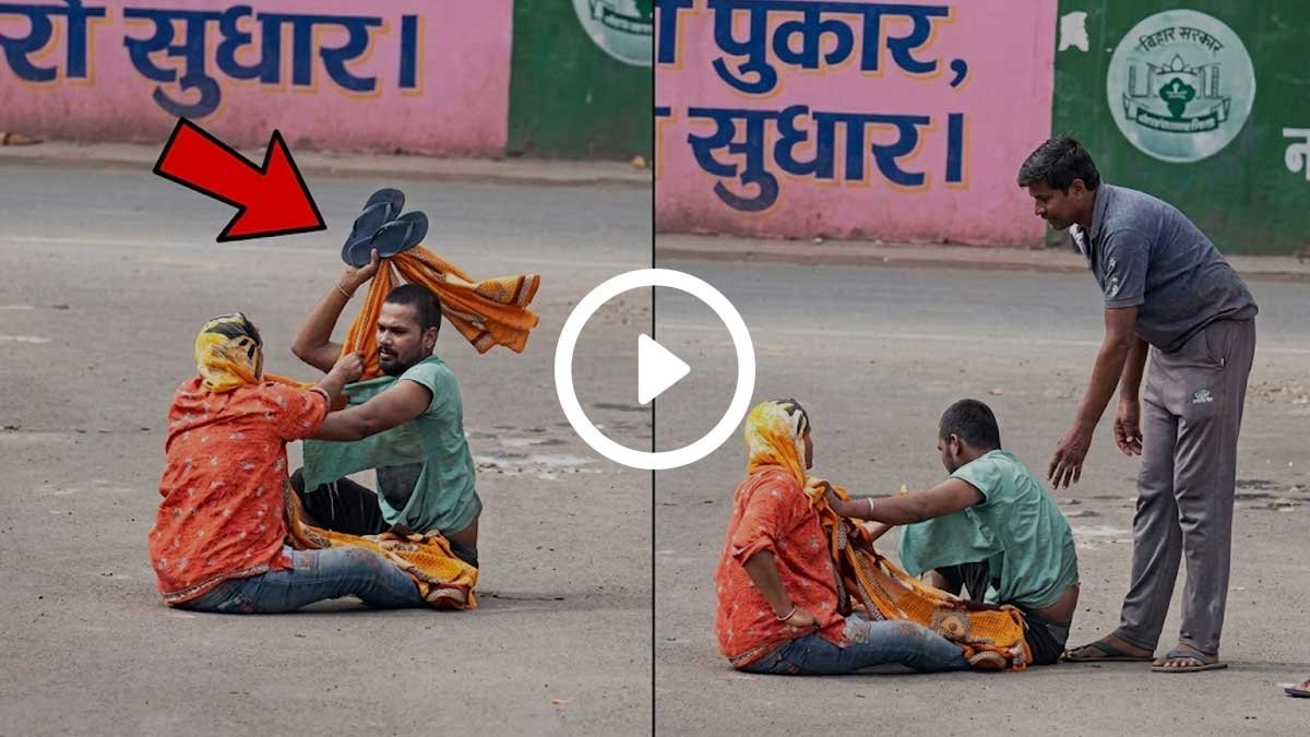 आगरा में पति-पत्नी की सड़क पर मारपीट का वायरल वीडियो।